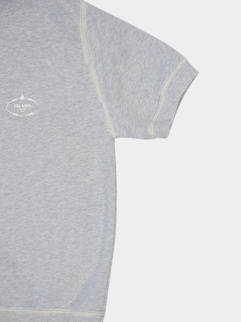 Grey Cotton Polo Shirt with Pearl Buttons