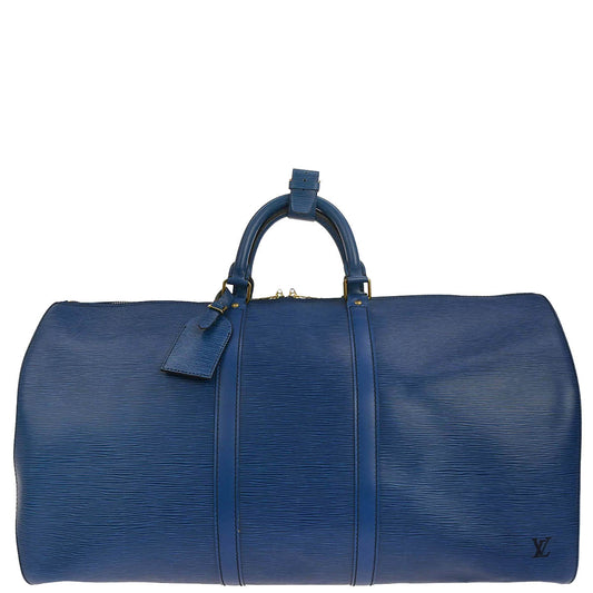 Louis Vuitton Blue Epi Keepall 55 Travel Handbag M42955