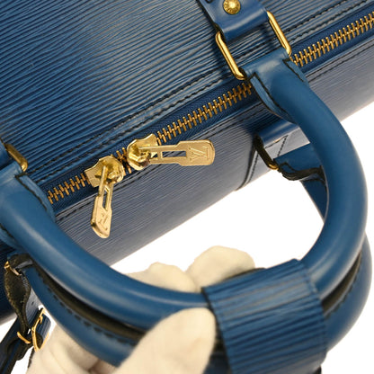 Louis Vuitton Blue Epi Keepall 55 Travel Handbag M42955