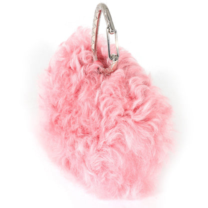Pink Shearling Lambskin Jewel Hook Card Holder
