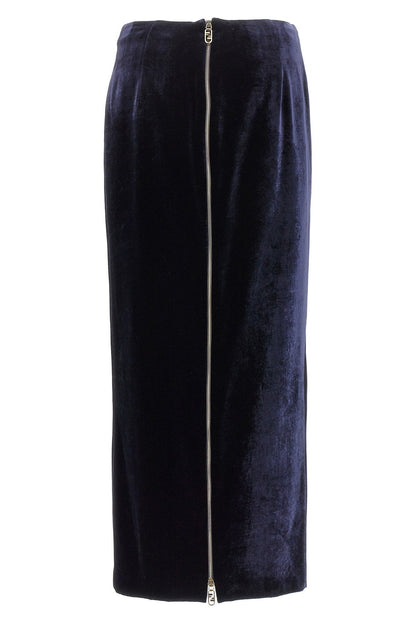 Fendi Women Velvet Long Skirt