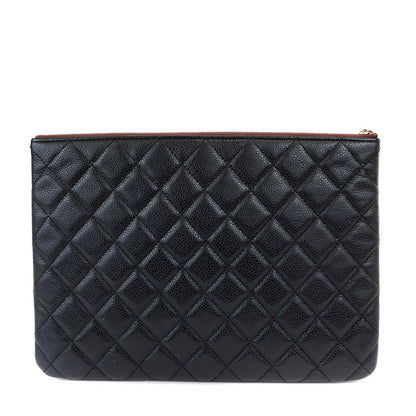 Chanel Small Black Caviar Classic O-Case with Gold Hardware