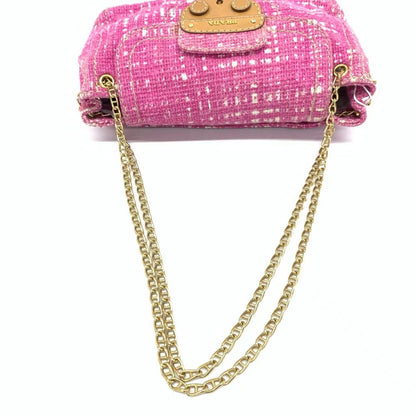 Prada Pink Sound Lock Tweed Shoulder Bag