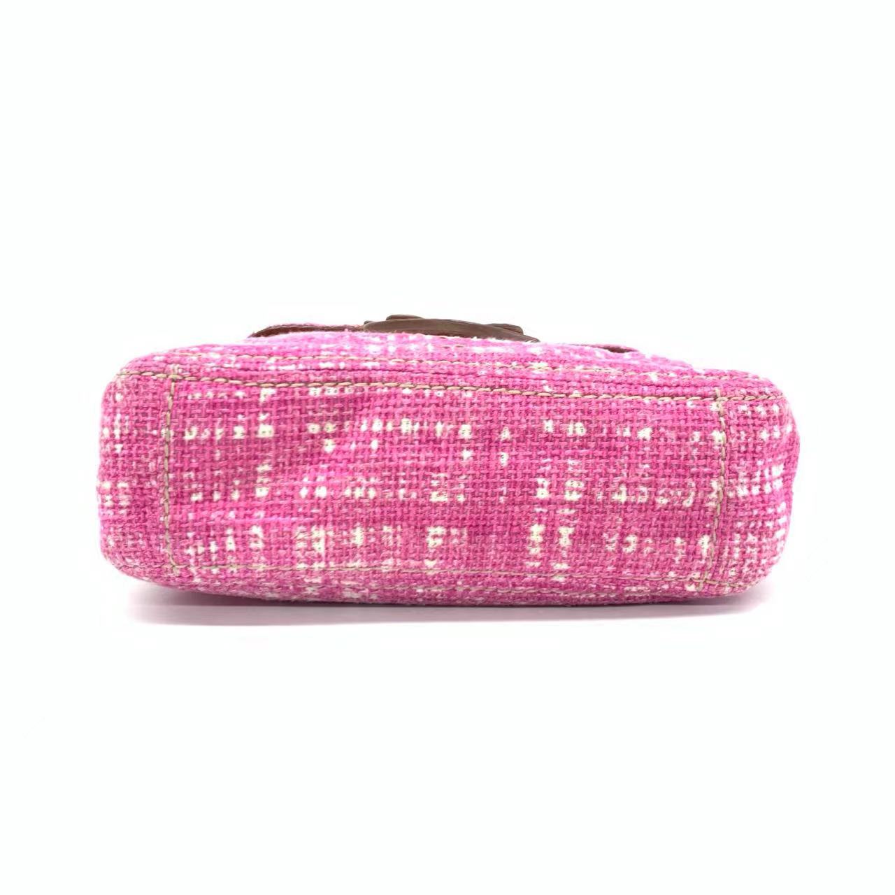 Prada Pink Sound Lock Tweed Shoulder Bag