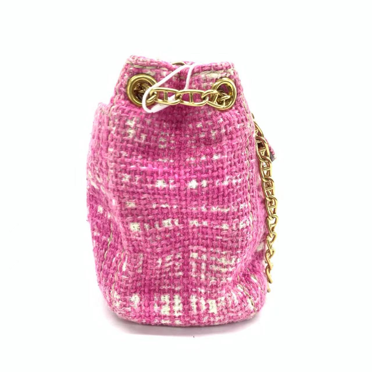 Prada Pink Sound Lock Tweed Shoulder Bag