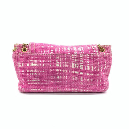 Prada Pink Sound Lock Tweed Shoulder Bag