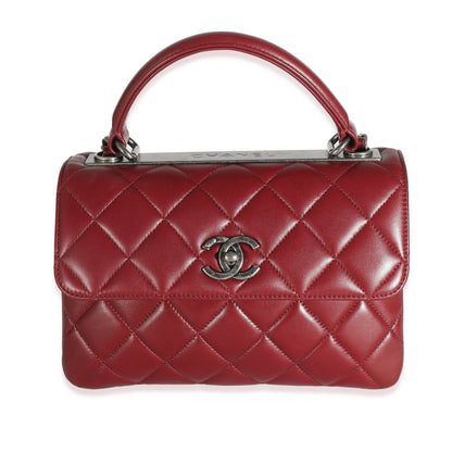 CHANEL Burgundy Quilted Lambskin Small Trendy Flap Bag