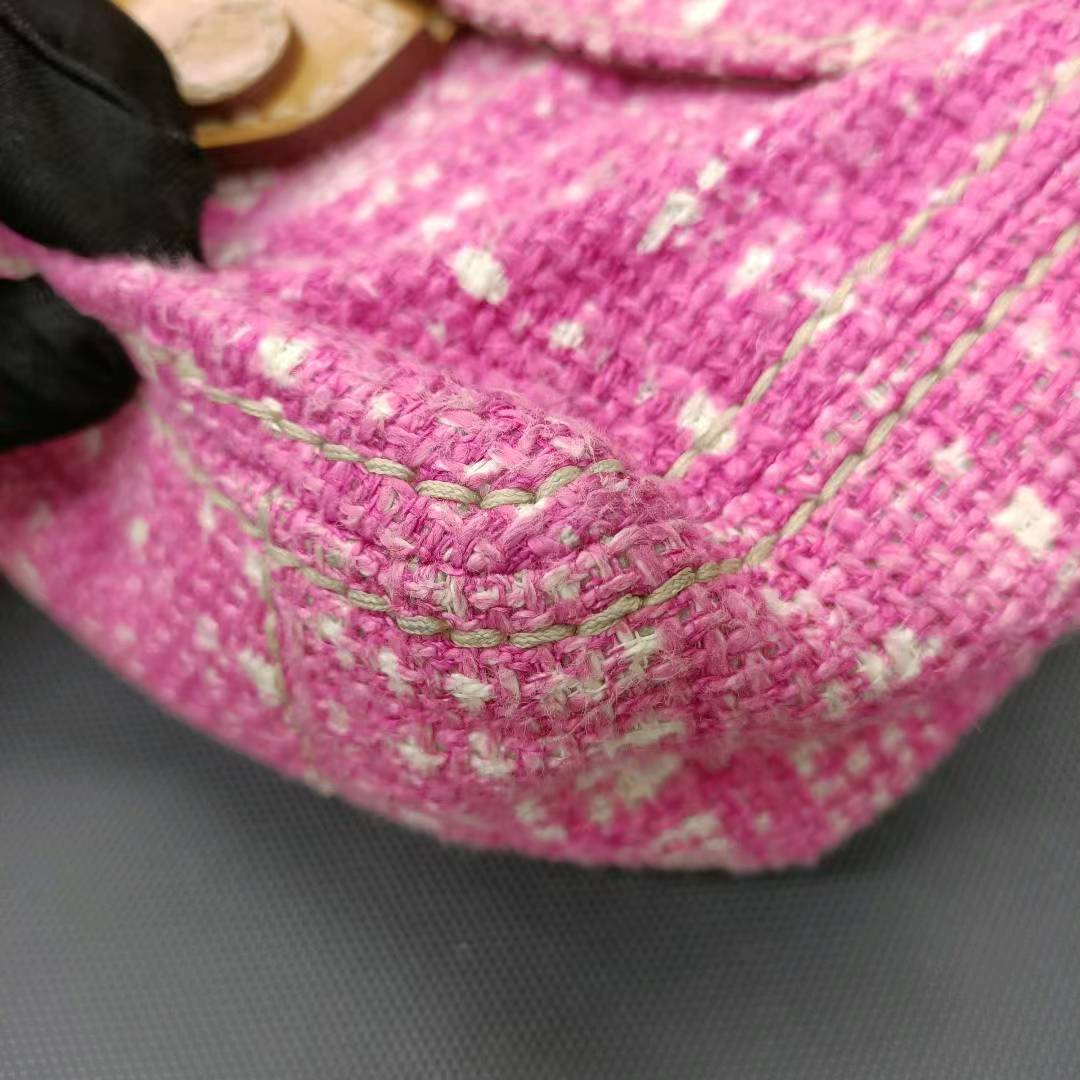 Prada Pink Sound Lock Tweed Shoulder Bag