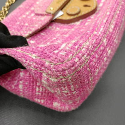 Prada Pink Sound Lock Tweed Shoulder Bag