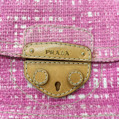 Prada Pink Sound Lock Tweed Shoulder Bag