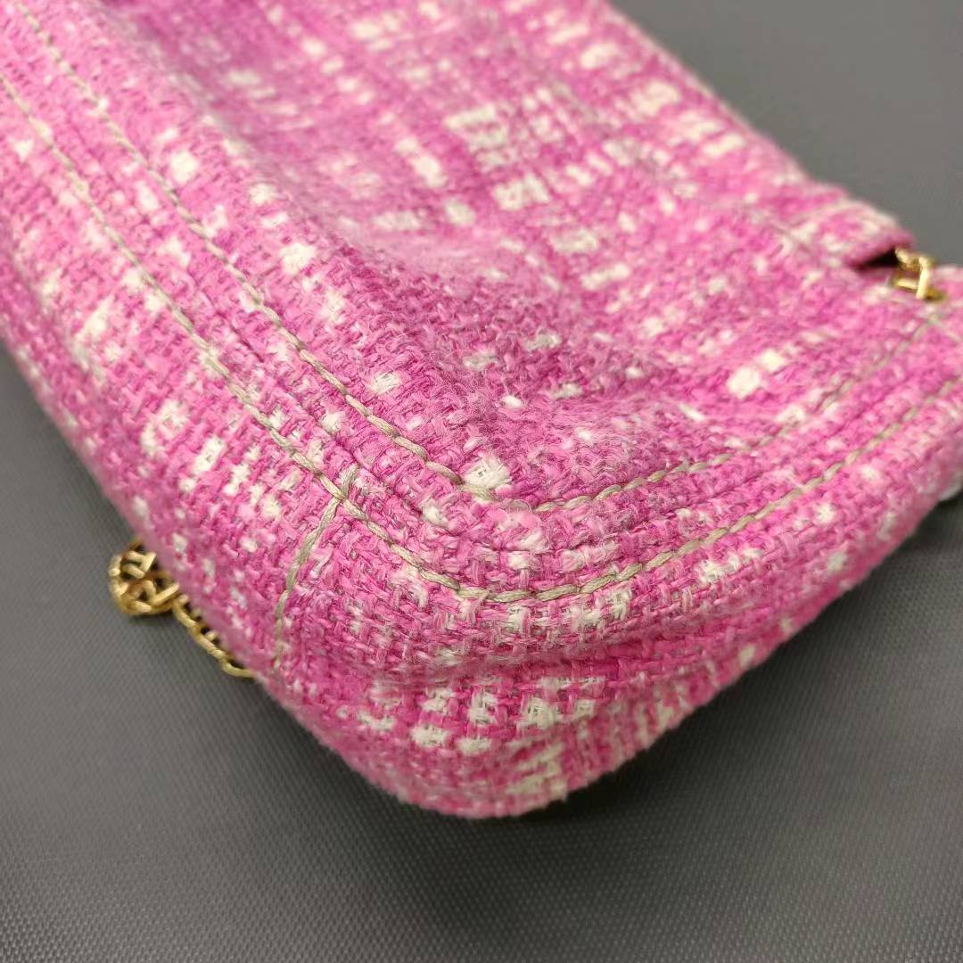 Prada Pink Sound Lock Tweed Shoulder Bag