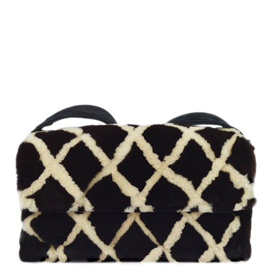 Chanel Brown Fur Suede Straight Flap Shoulder Bag