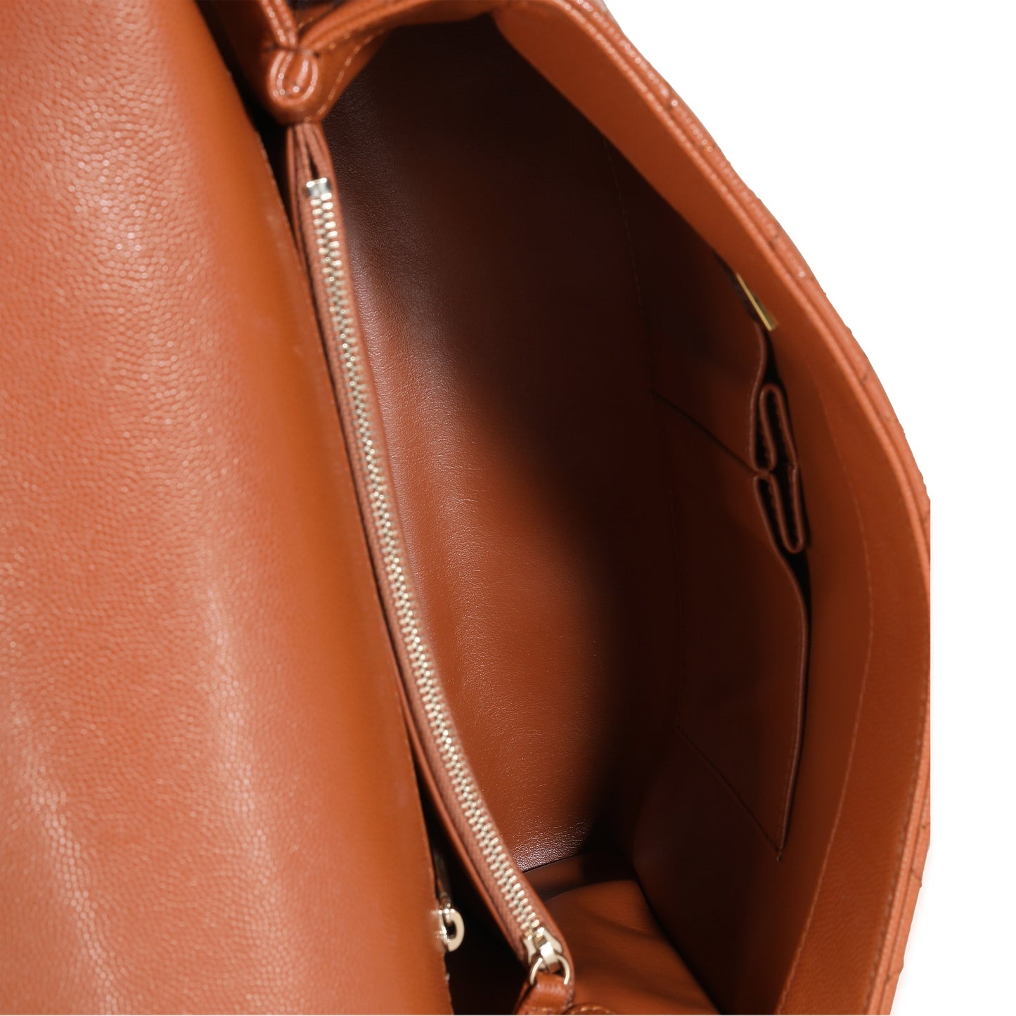 CHANEL Brown Quilted Caviar Large Coco Chain Handle Flap