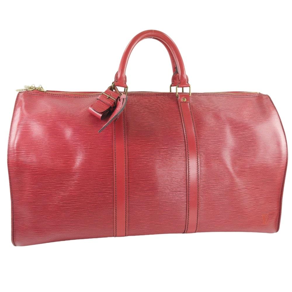 Louis Vuitton Red Leather Keepall 50 travel bag