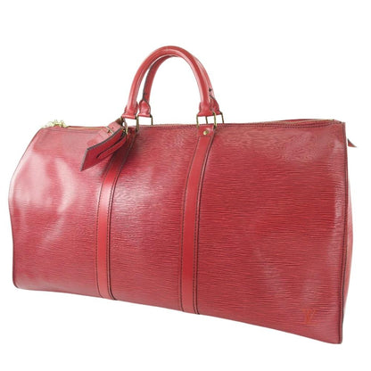 Louis Vuitton Red Leather Keepall 50 travel bag