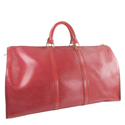 Louis Vuitton Red Leather Keepall 50 travel bag