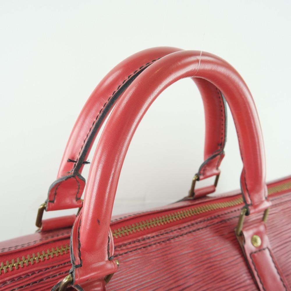 Louis Vuitton Red Leather Keepall 50 travel bag