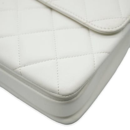 White Quilted Lambskin Small CC Trendy Flap Bag
