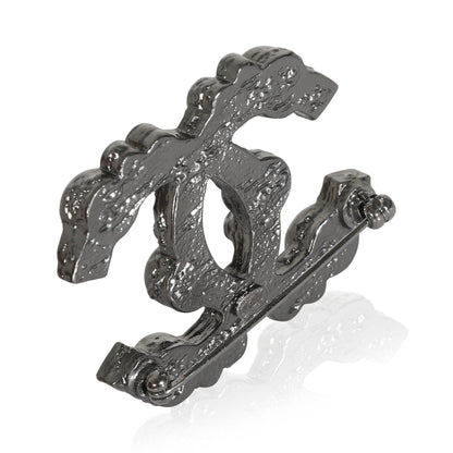 2012 Silver Tone Strass CC Brooch