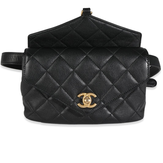 Chanel Black Quilted Calfskin Carry With Chic New Waist Bag