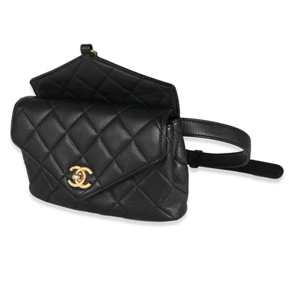 Chanel Black Quilted Calfskin Carry With Chic New Waist Bag