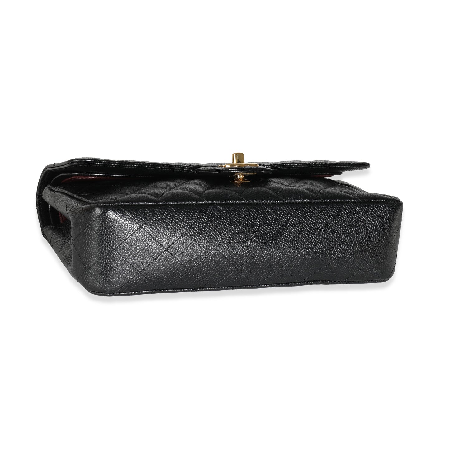 Black Quilted Caviar Medium Classic Double Flap Bag
