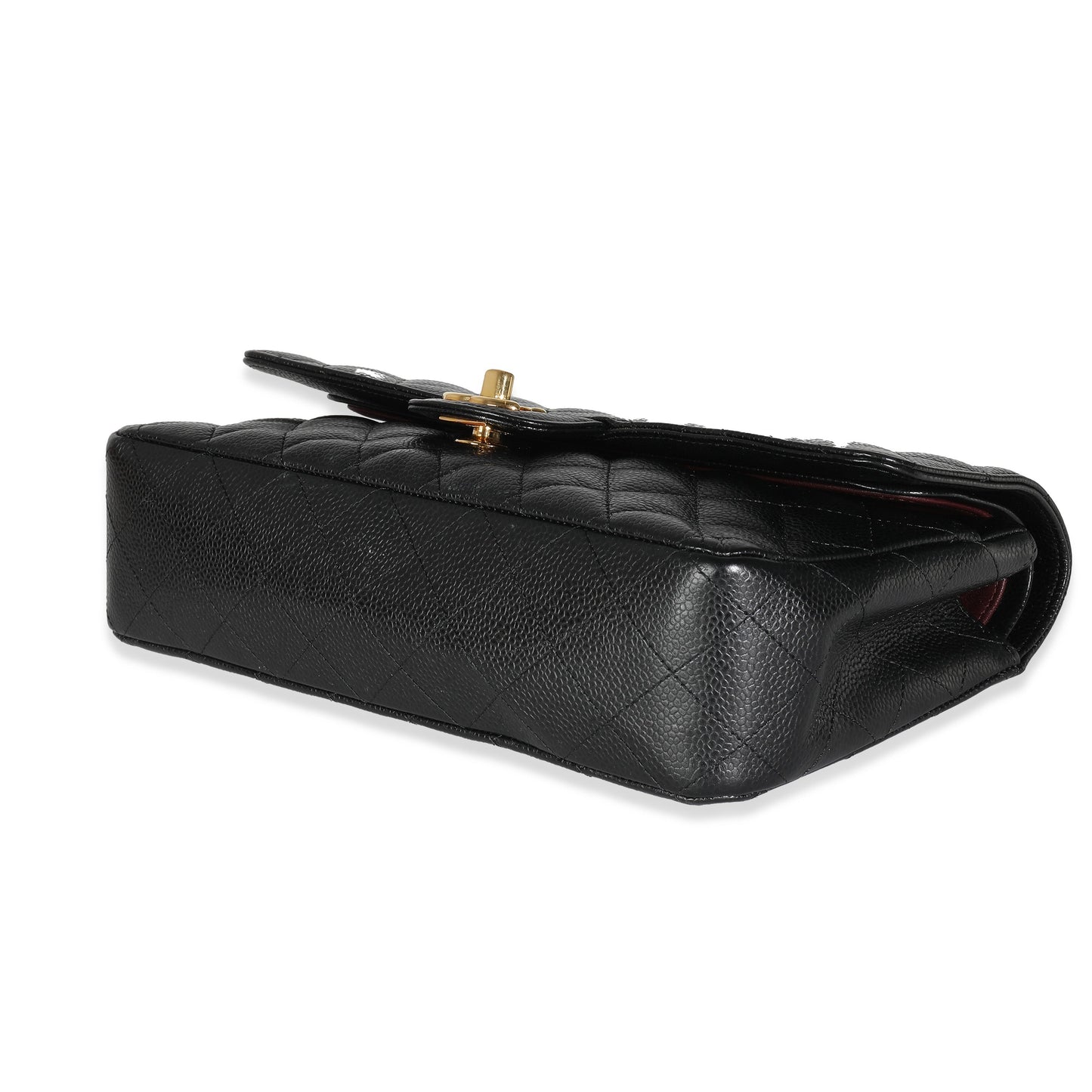 Black Quilted Caviar Medium Classic Double Flap Bag