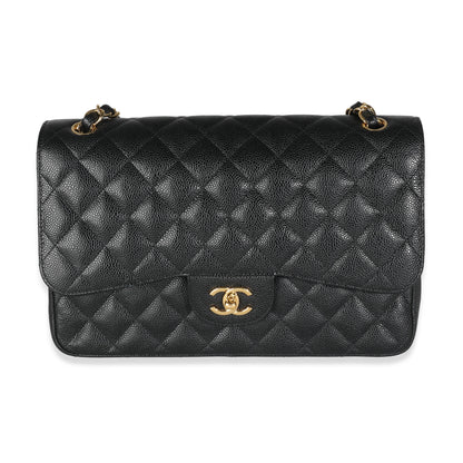 Chanel Black Quilted Caviar Jumbo Classic Double New Bag