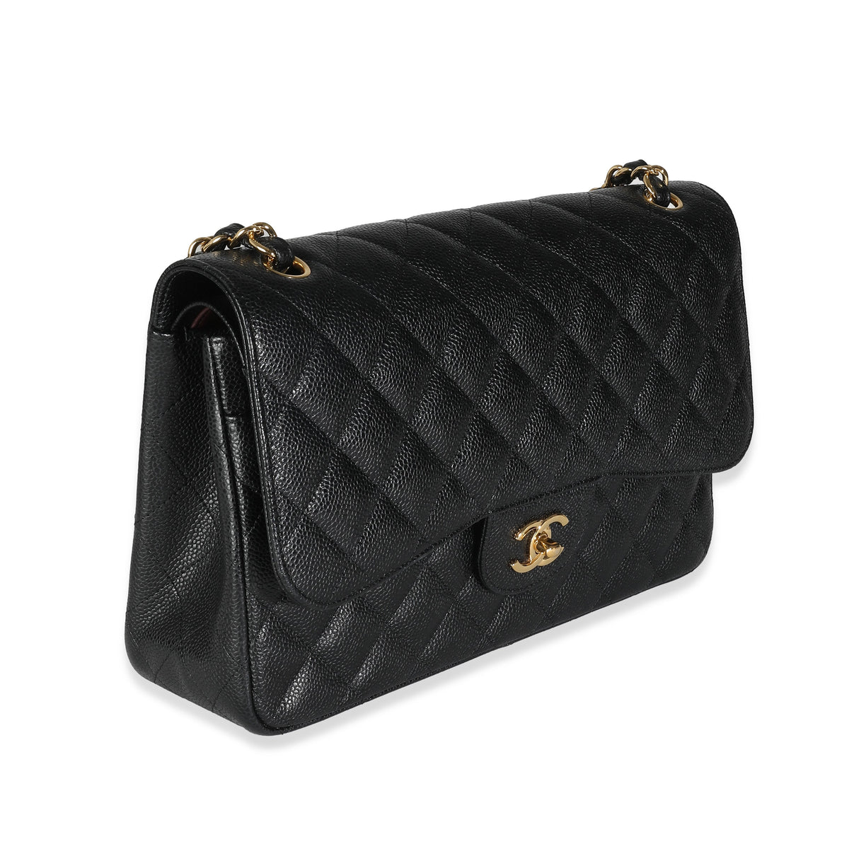 Chanel Black Quilted Caviar Jumbo Classic Double New Bag