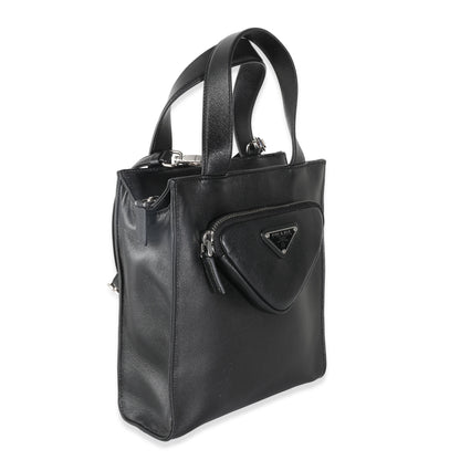 PRADA Black Nappa Small Triangle Pocket Tote