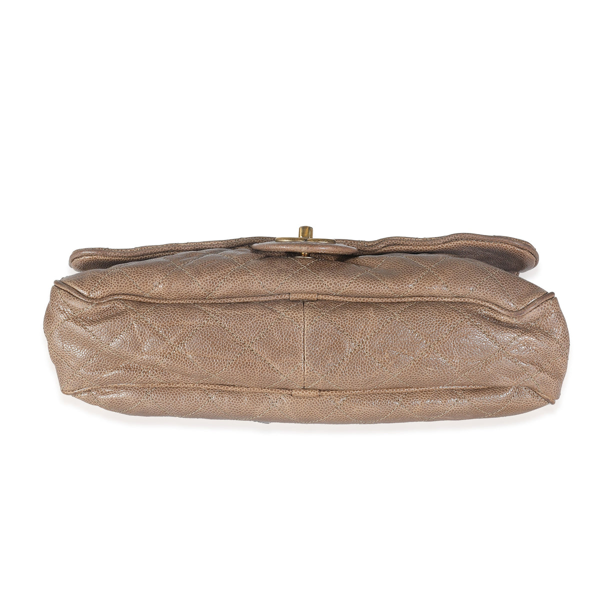 Brown Quilted Glazed Caviar Large Shiva Flap Bag