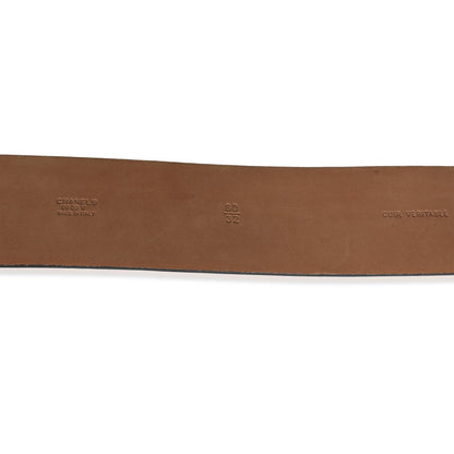 00V Black Smooth Leather Oval CC Buckle Belt 80/32