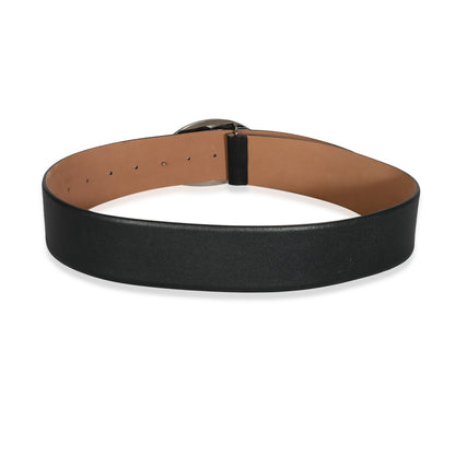 00V Black Smooth Leather Oval CC Buckle Belt 80/32