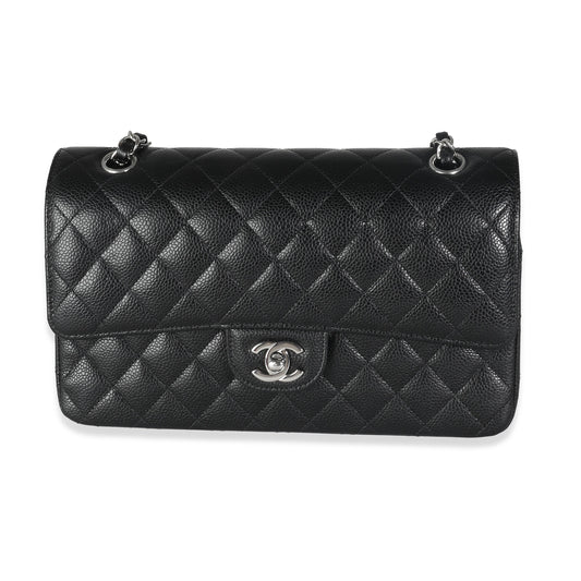 Chanel Black Quilted Caviar Medium Double Classic New Bag