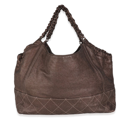 Brown Distressed Caviar Coco Cabas XL Tote