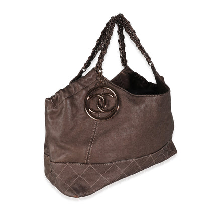 Brown Distressed Caviar Coco Cabas XL Tote