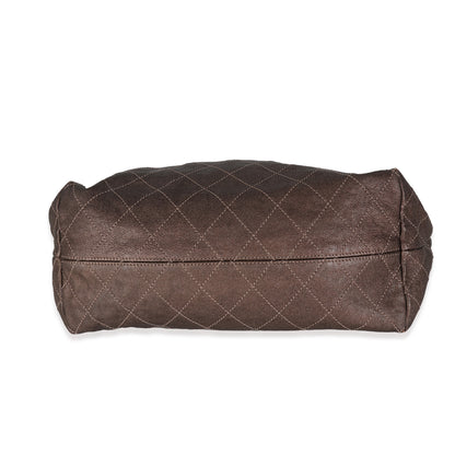 Brown Distressed Caviar Coco Cabas XL Tote