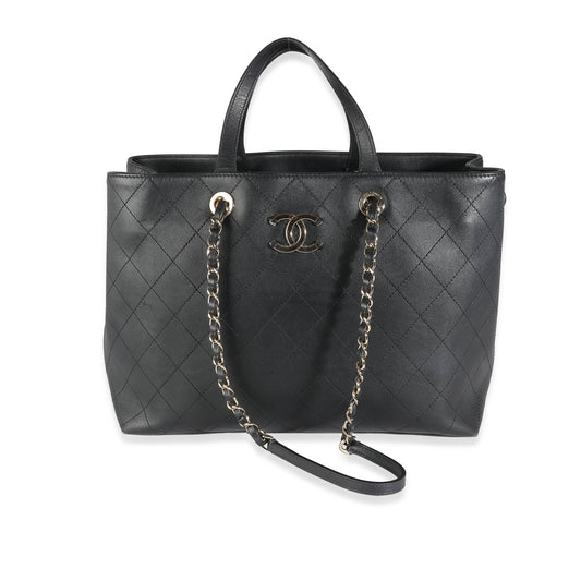 Chanel Black Quilted Calfskin Large Serial Shopper Tote