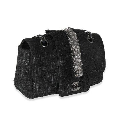 Chanel Black Tweed Swarovski Fringe New Bag