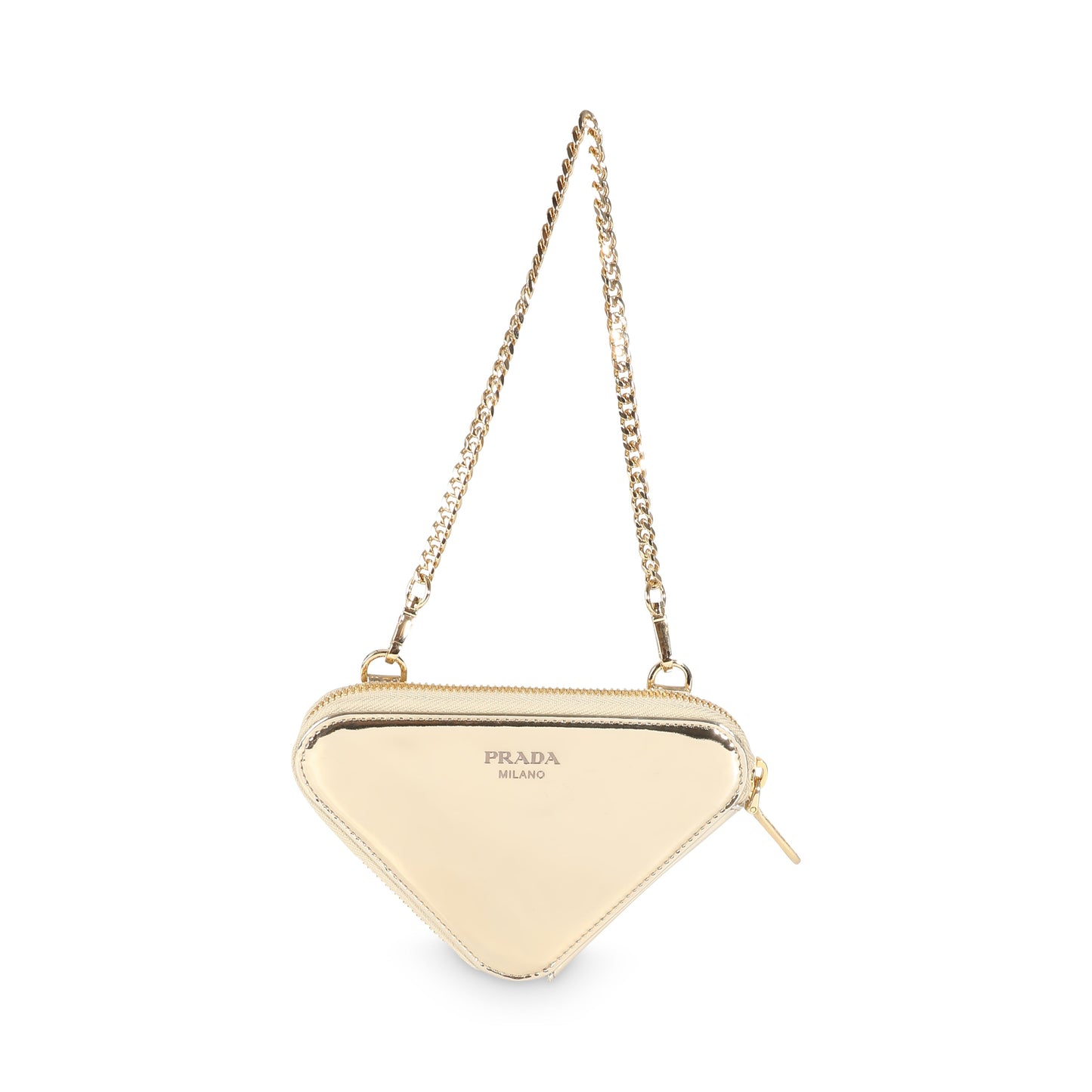 PRADA Gold Satin Crystal Embellished Mini Triangular Pouch