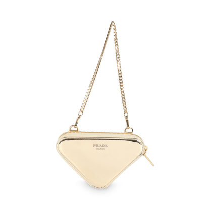 PRADA Gold Satin Crystal Embellished Mini Triangular Pouch
