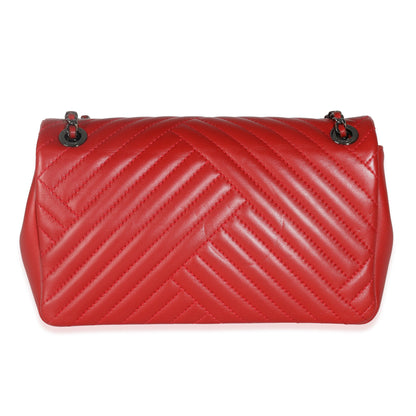 Red Chevron Lambskin Small CC Crossing Single Flap Bag