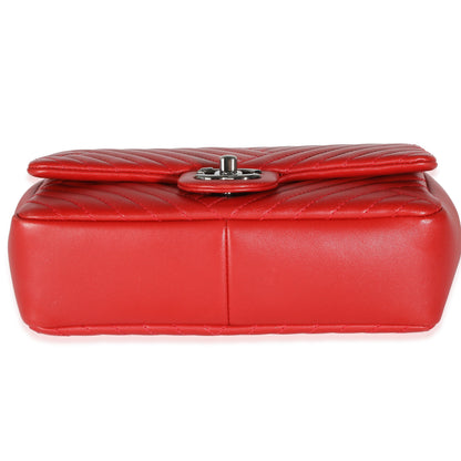 Red Chevron Lambskin Small CC Crossing Single Flap Bag