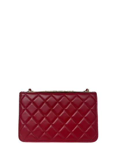 Chanel 2023 NEW Red Lambskin Quilted Trendy CC Wallet On Chain WOC Bag