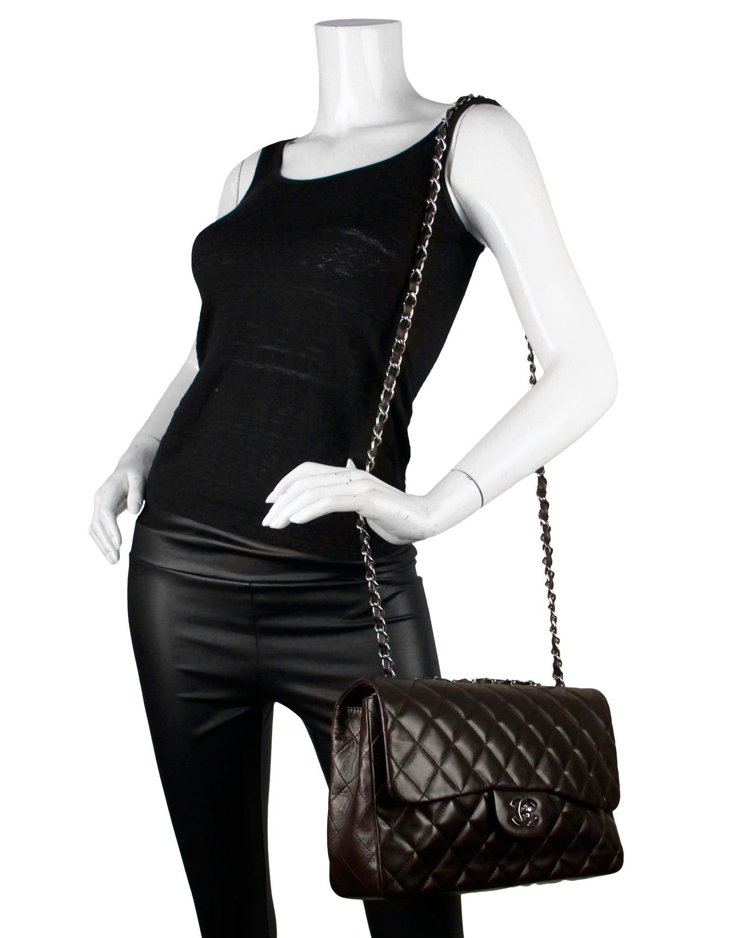 Chanel Brown Lambskin Quilted Single Flap Jumbo Classic Bag