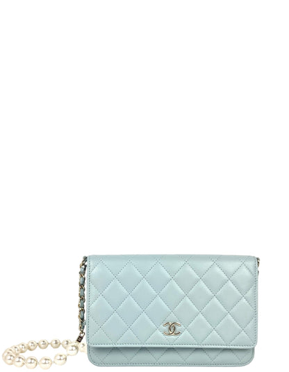 Chanel Light Blue Lambskin Pearl WOC