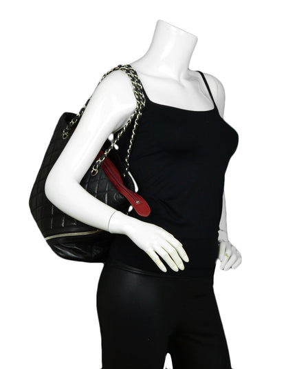 Chanel Leather Black Calfskin Leather CC Cambon Tote Bag