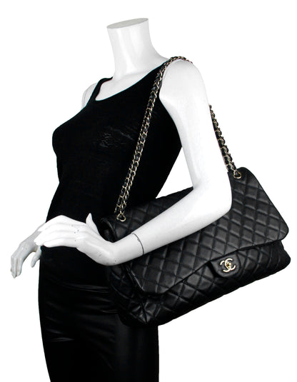 Chanel Black Leather Quilted XXL Airlines Flap Bag