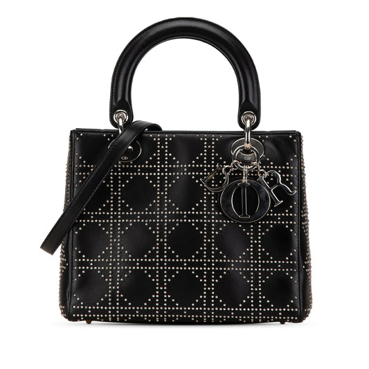 Medium Lambskin Cannage Studded Supple Lady Dior