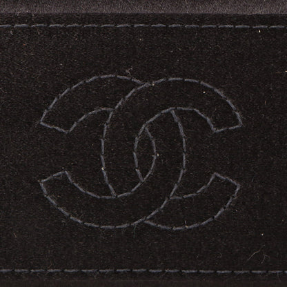 CHANEL Around 2000 Made Silk Satin Rhinestone Camellia Cc Mark Mini Top Handle Bag Black